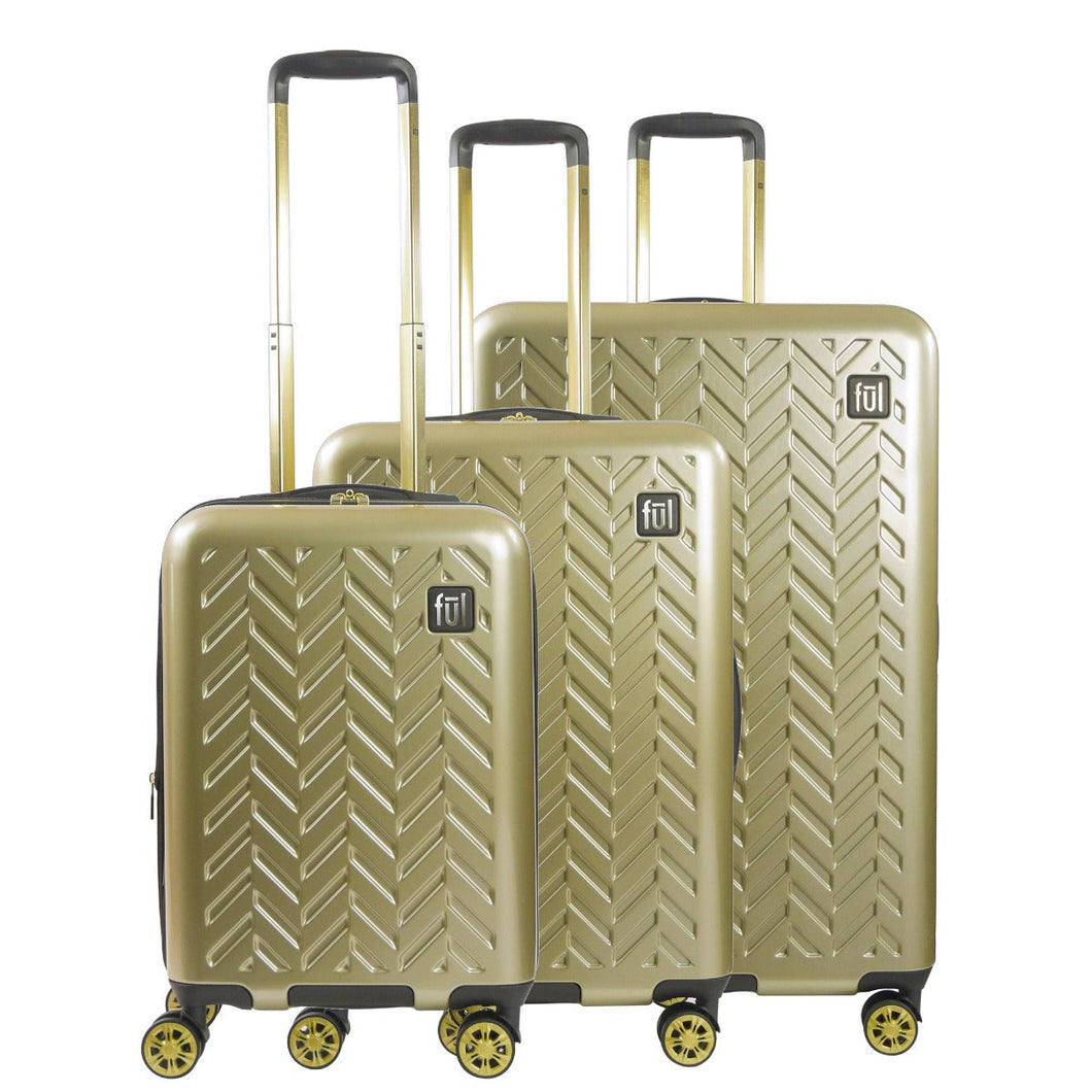 Ful Groove Expandable Hardside Spinner 3 Pc Luggage Set - Gold