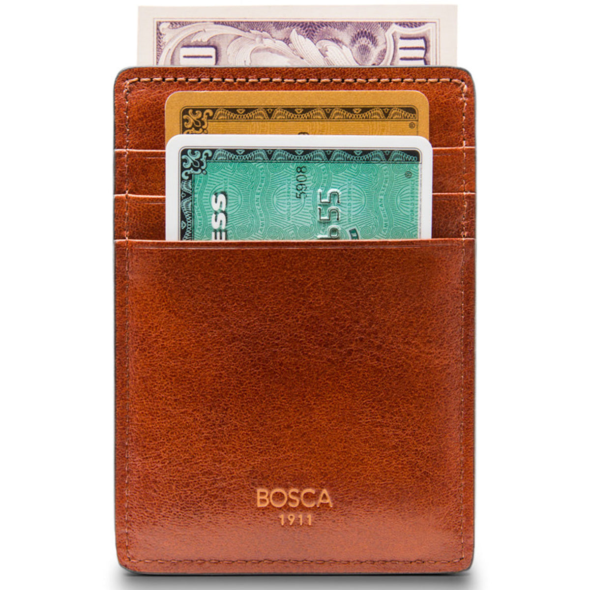Bosca Old Leather Dolce Deluxe Front Pocket Wallet - Amber